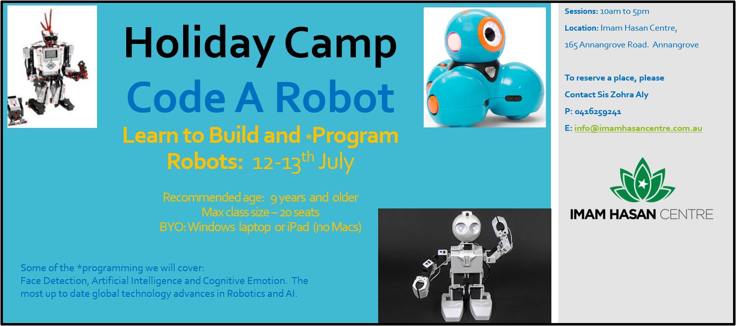 This week at IHC 01-07-2017 – Eid Interfaith Program & Code-A-Robot Camp(Booking essential)