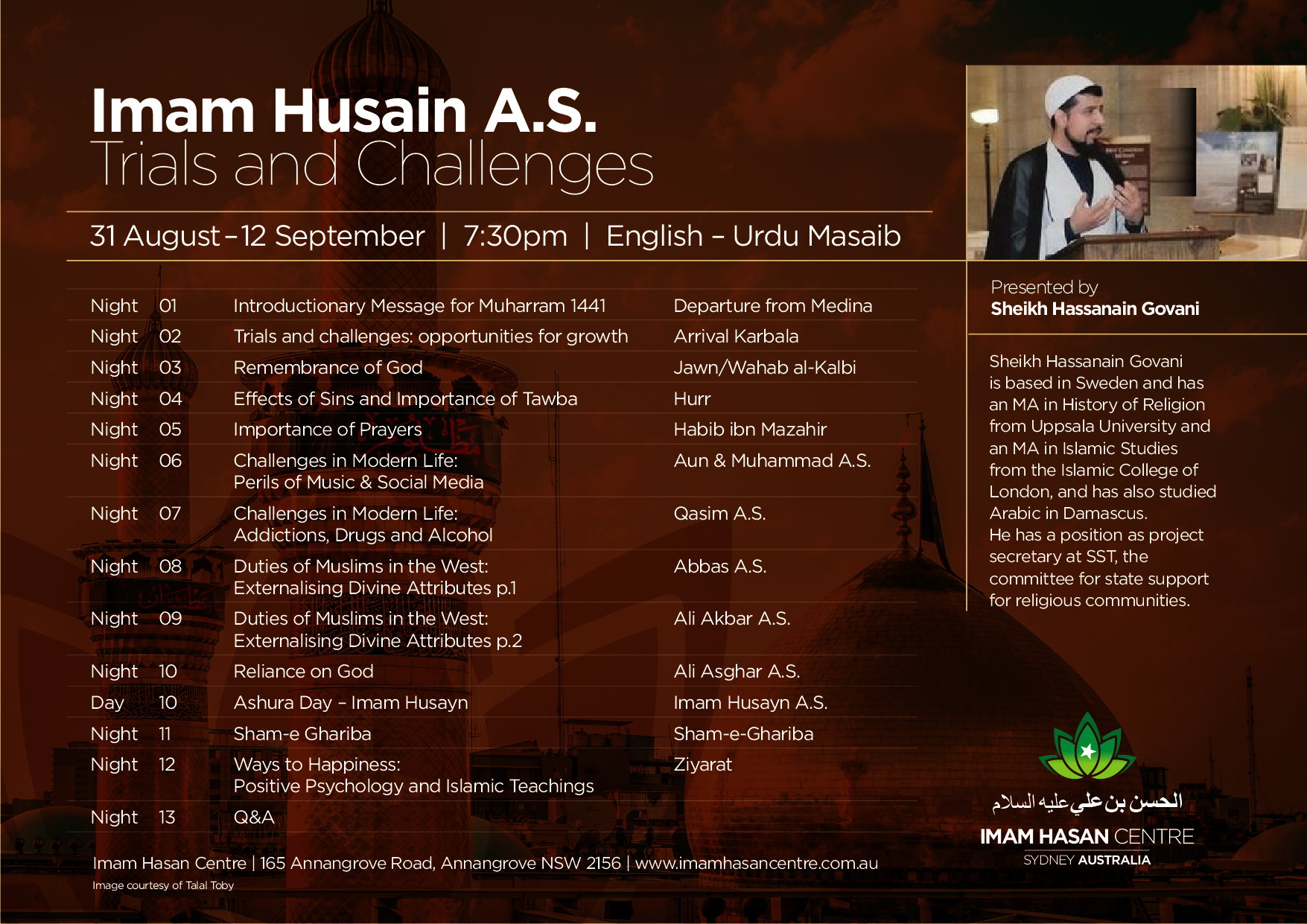 Muharrum 1441 – Lectures by Sheikh Hassanain Govani