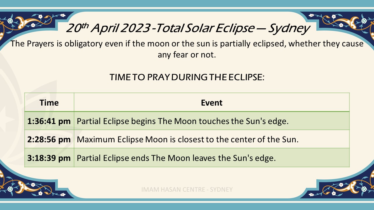 Solar Eclipse Sydney – Thursday 20th April