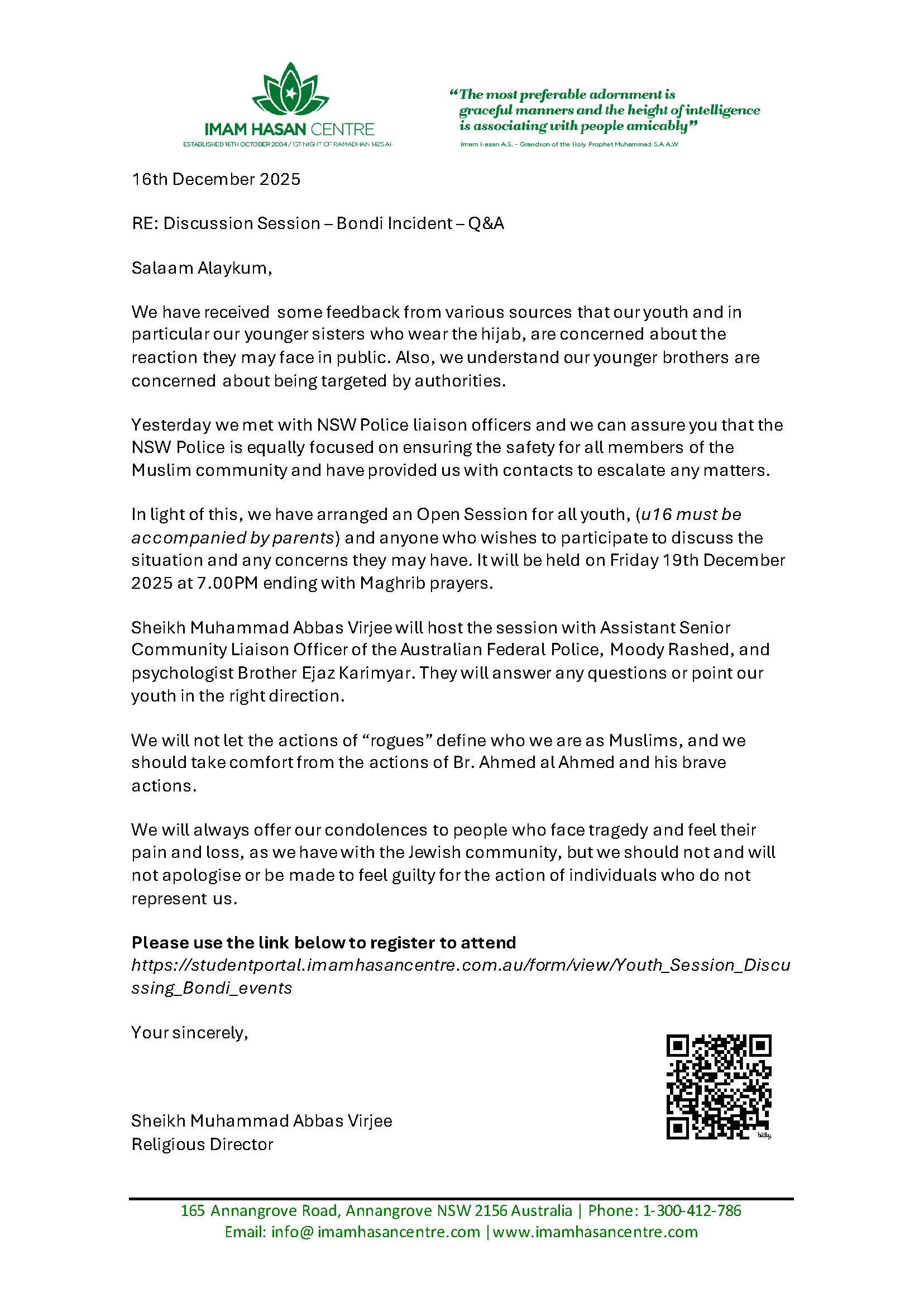 19-12-2025 – Discussion Session – Bondi Incident – QA with community leaders